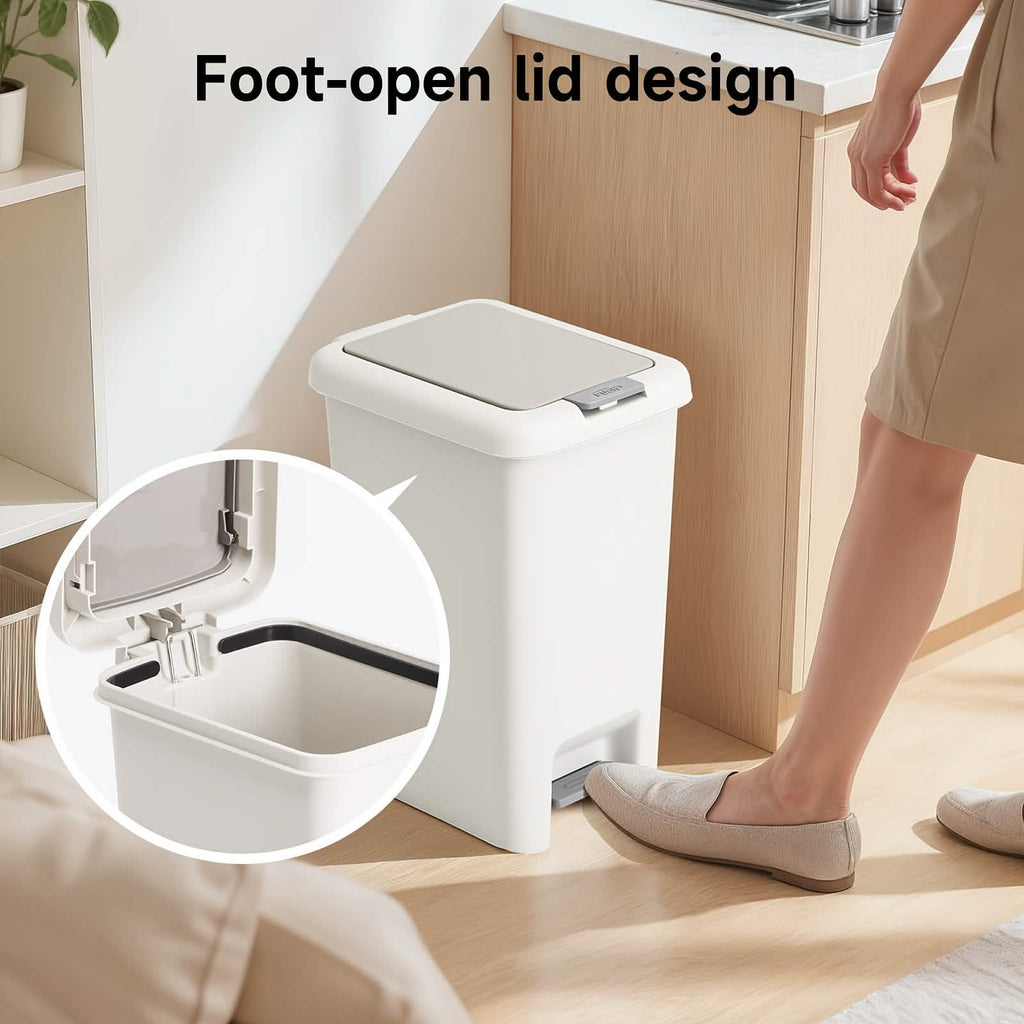 20L Oval Trash Can – Quiet Press - Top Lid with Foot Pedal - PhishStones Products