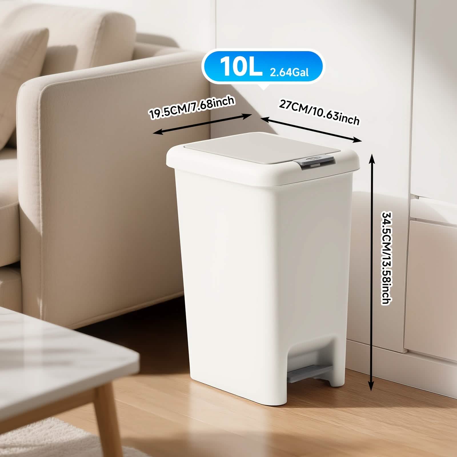 20L Oval Trash Can – Quiet Press - Top Lid with Foot Pedal - PhishStones Products