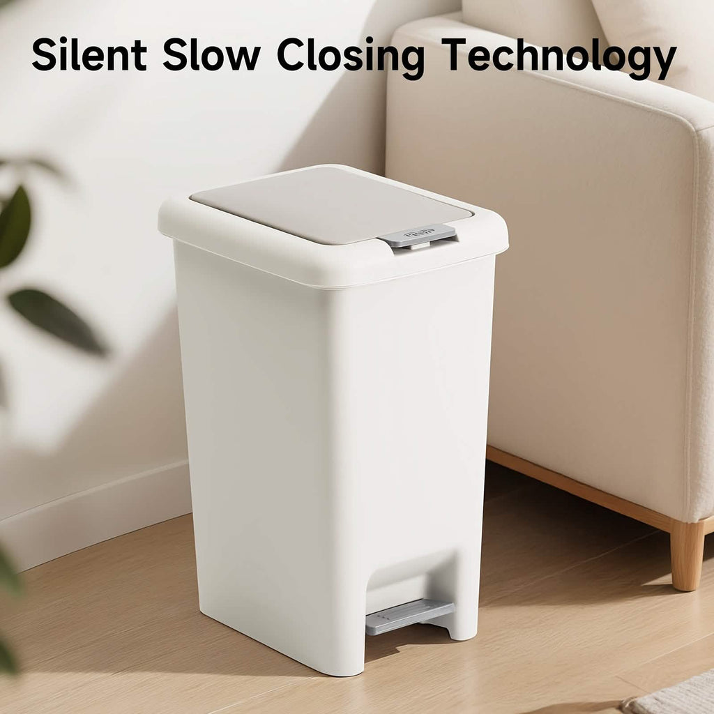 20L Oval Trash Can – Quiet Press - Top Lid with Foot Pedal - PhishStones Products