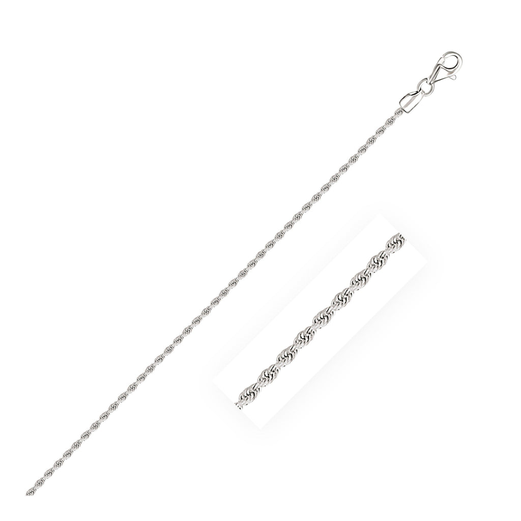 2.0mm 14k White Gold Solid Diamond Cut Rope Bracelet - PhishStones Products