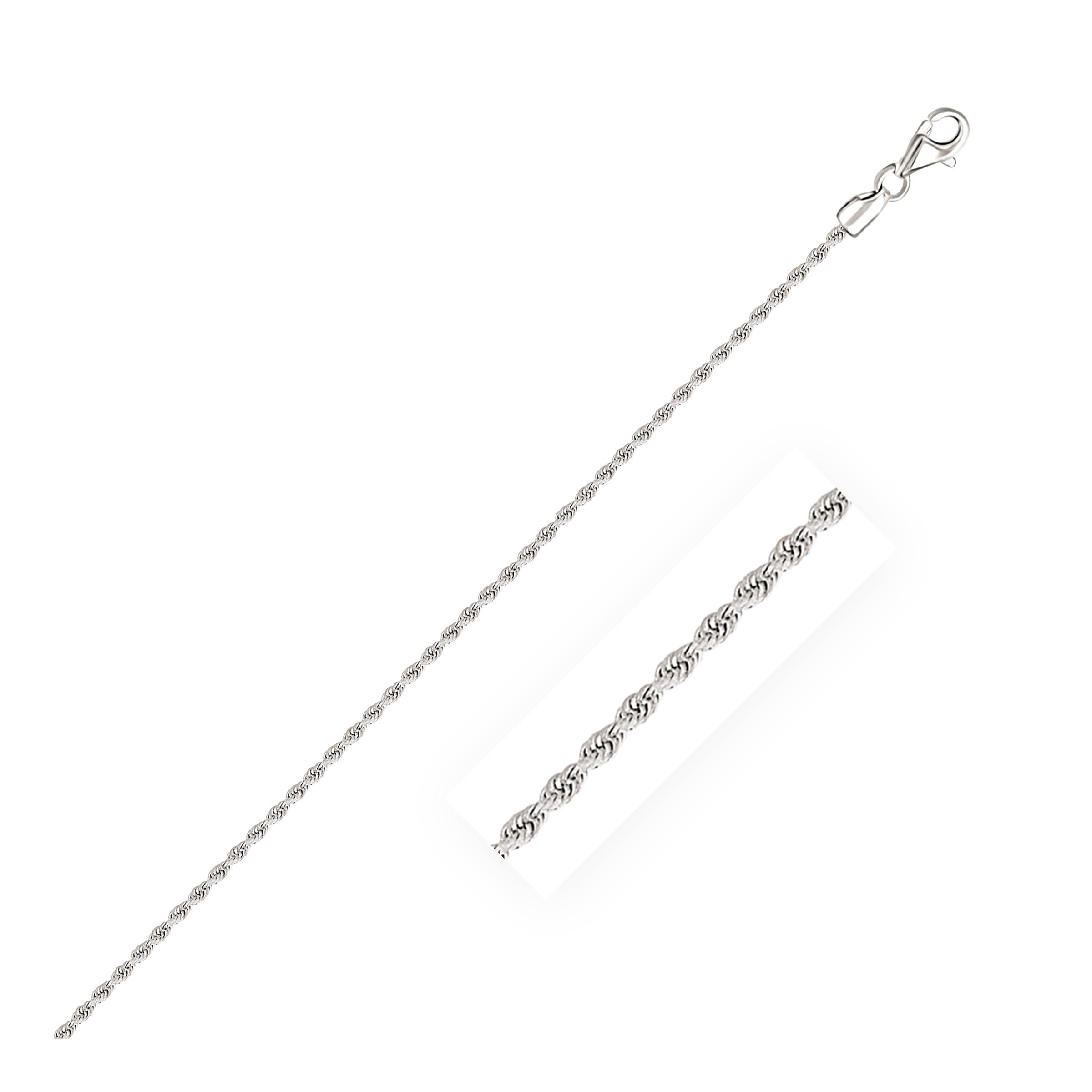 2.0mm 14k White Gold Solid Diamond Cut Rope Bracelet - PhishStones Products