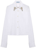 Prada Women Camicia Boxy In Popeline Ricamata