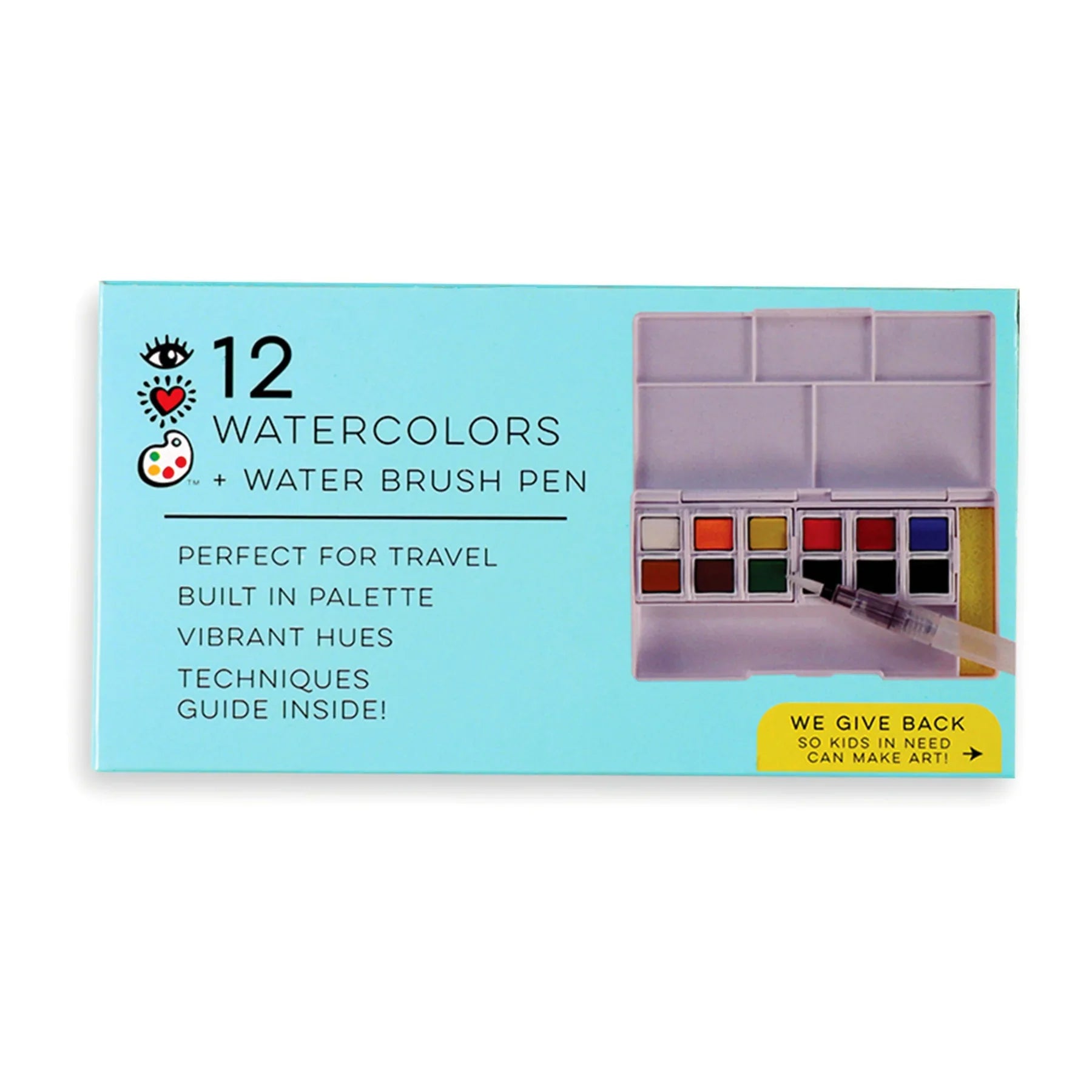 12 Watercolors + Water Brush Pen