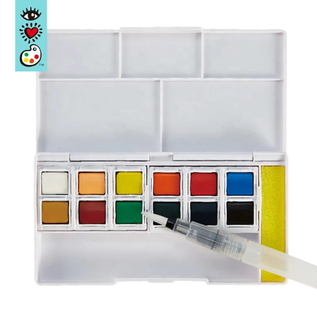 12 Watercolors + Water Brush Pen