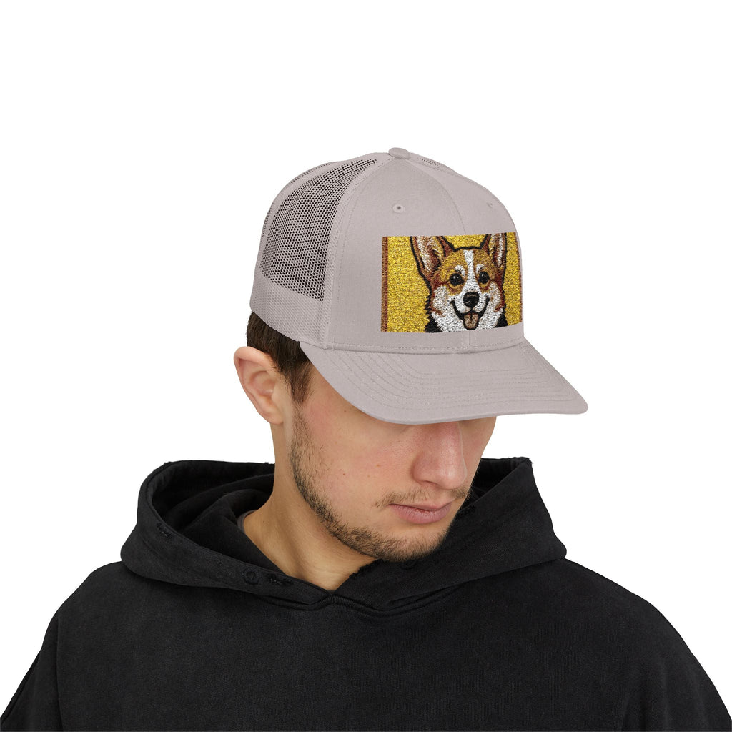 Happy Corgi Snapback Trucker Cap — "Happy Corgi Dog Happy Life"