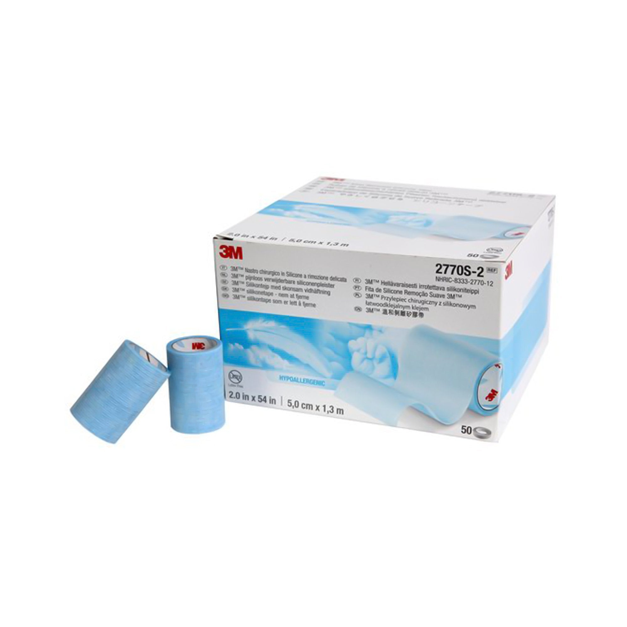 3M™ Micropore™ S Silicone Medical Tape, 2 Inch x 1-1/2 Yard, Blue 2770S-2