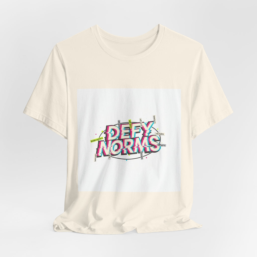 Defy Norms glitch font tee | anti-aesthetic, chaotic design shirt