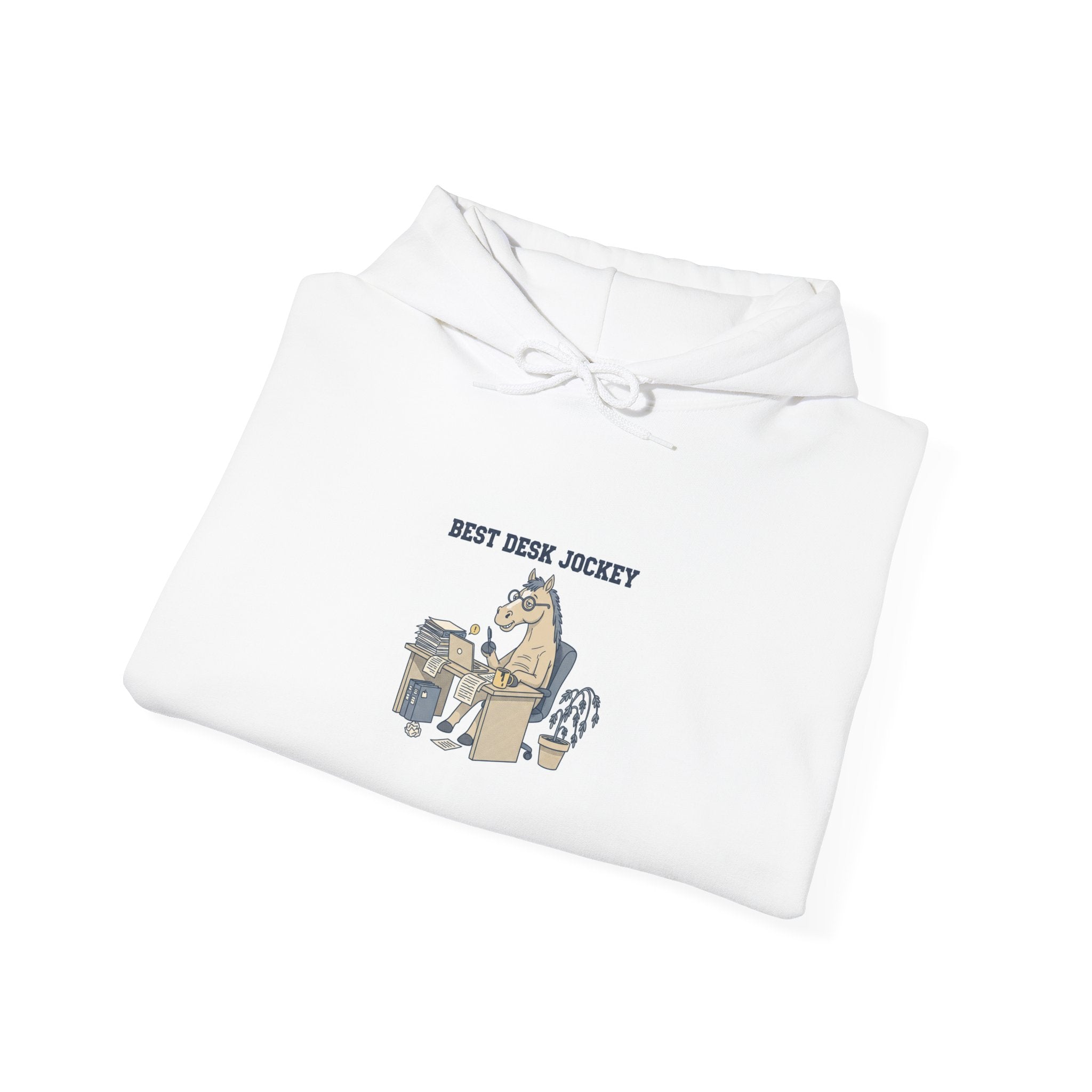 Work Horse Jockey Hoodie | corporate burnout parody, office horse design