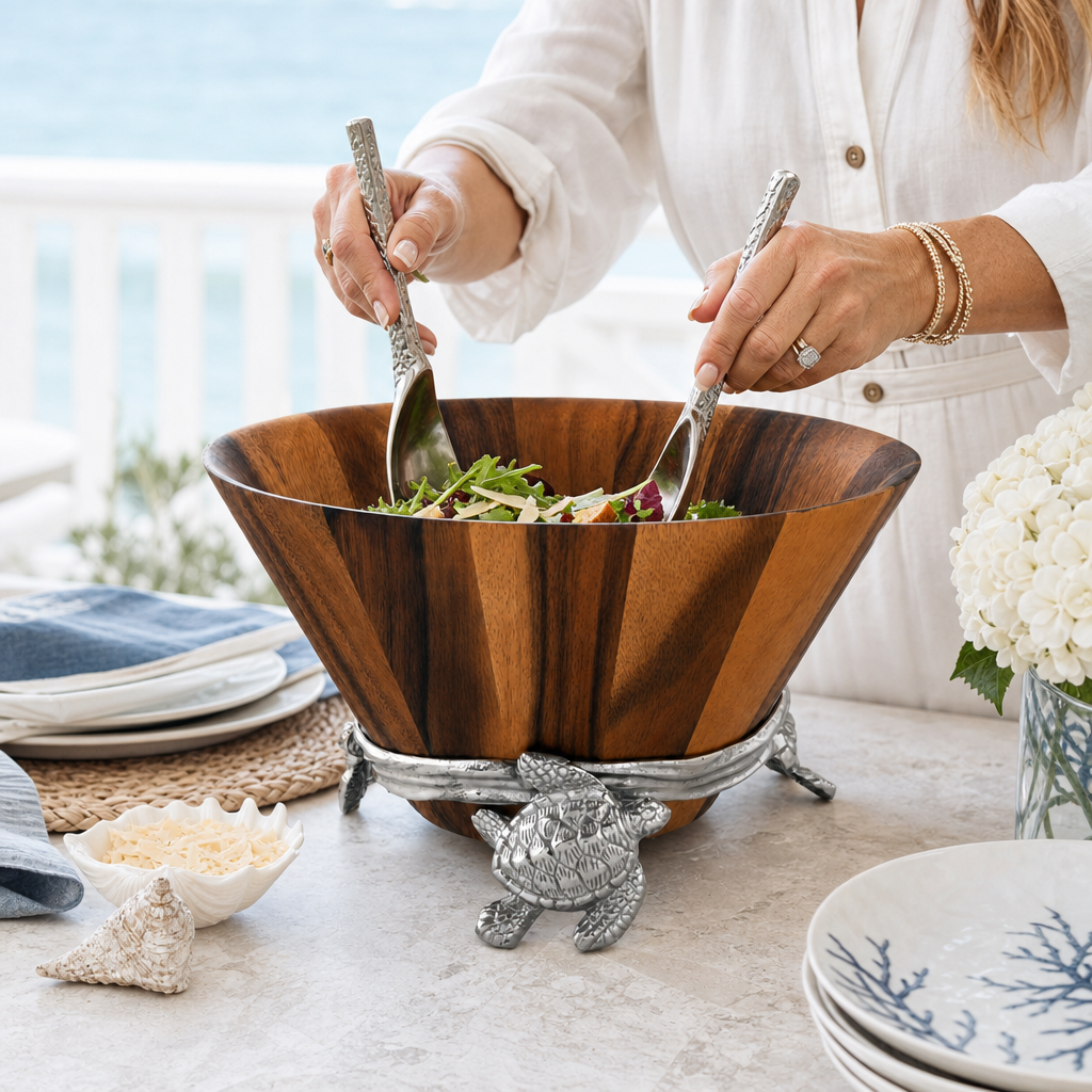 Sea Turtle Wood Salad Bowl