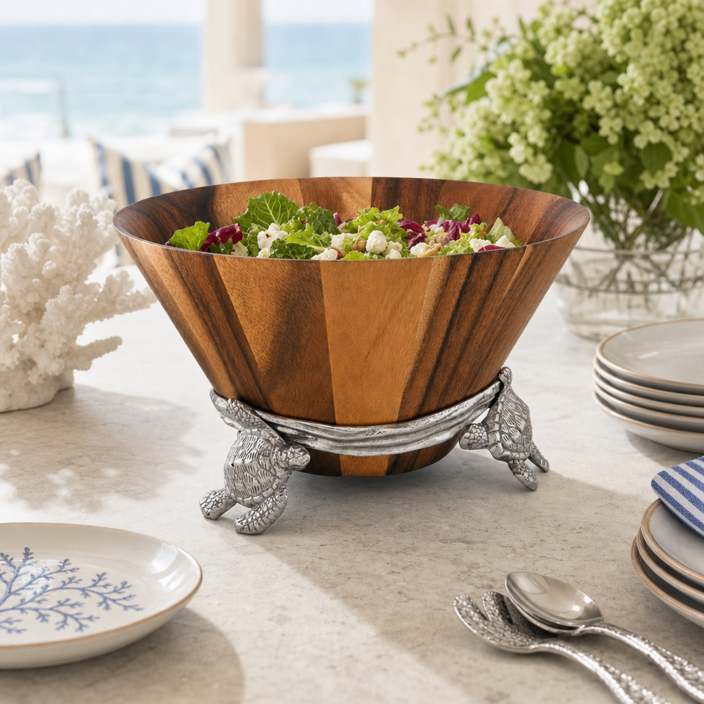 Sea Turtle Wood Salad Bowl