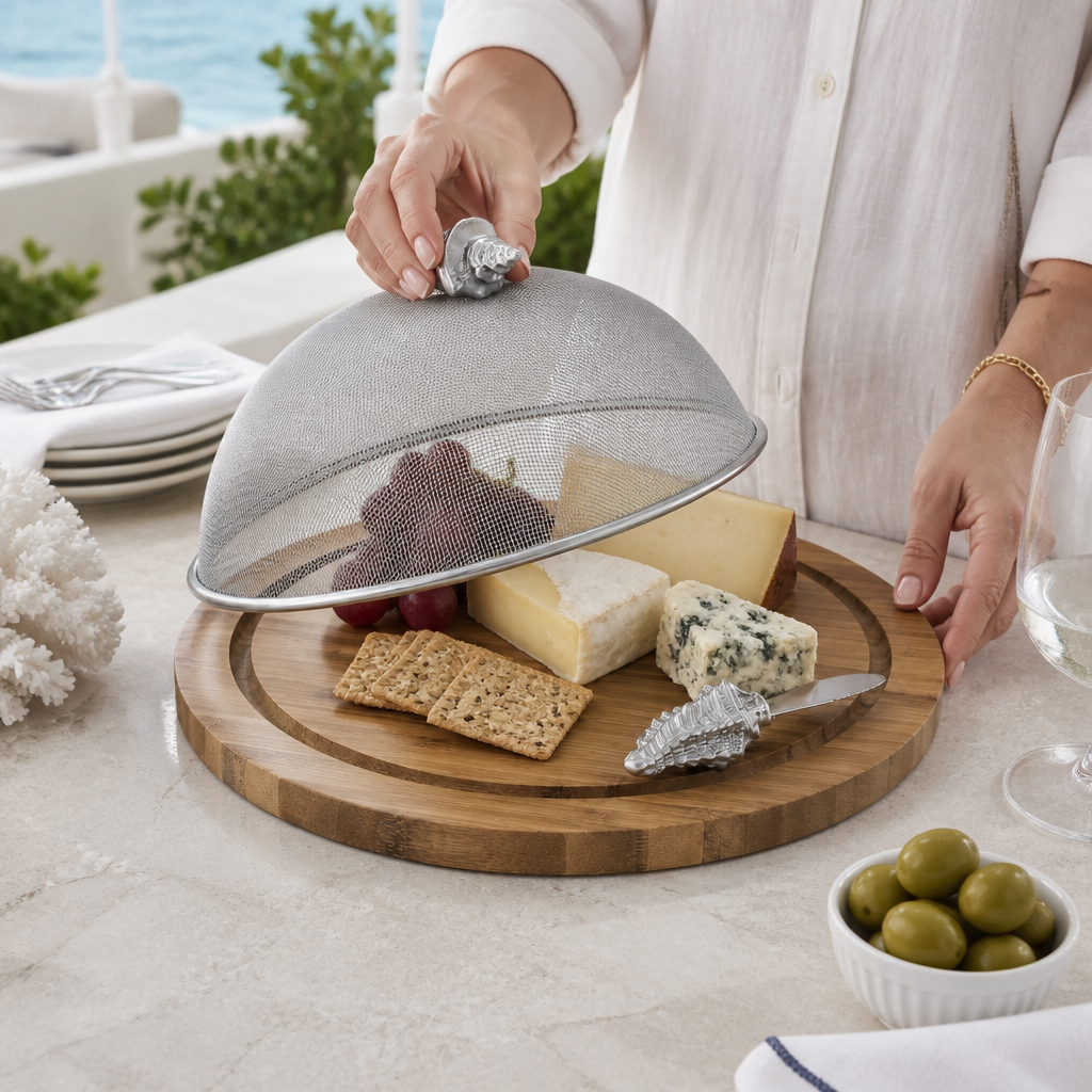 Conch Shell 3 Piece Picnic Cheese Board / Spreader