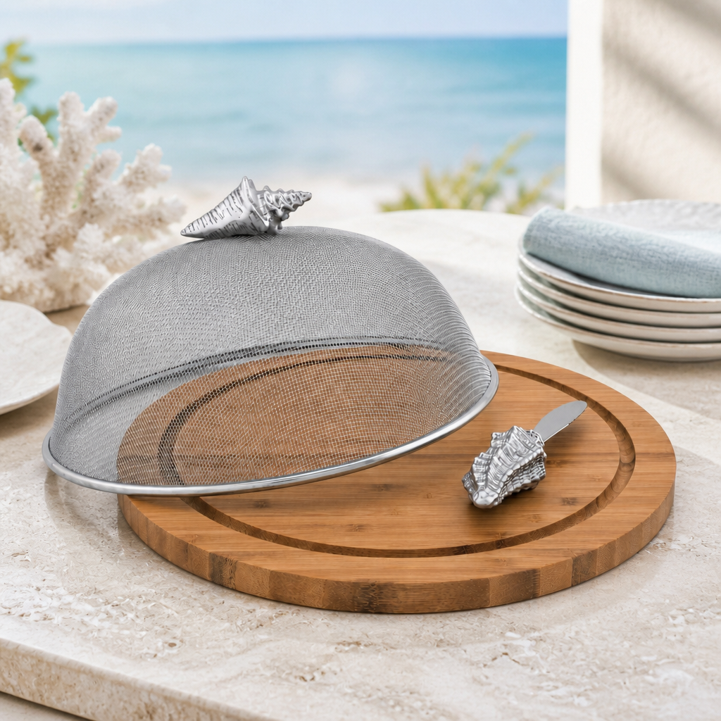 Conch Shell 3 Piece Picnic Cheese Board / Spreader
