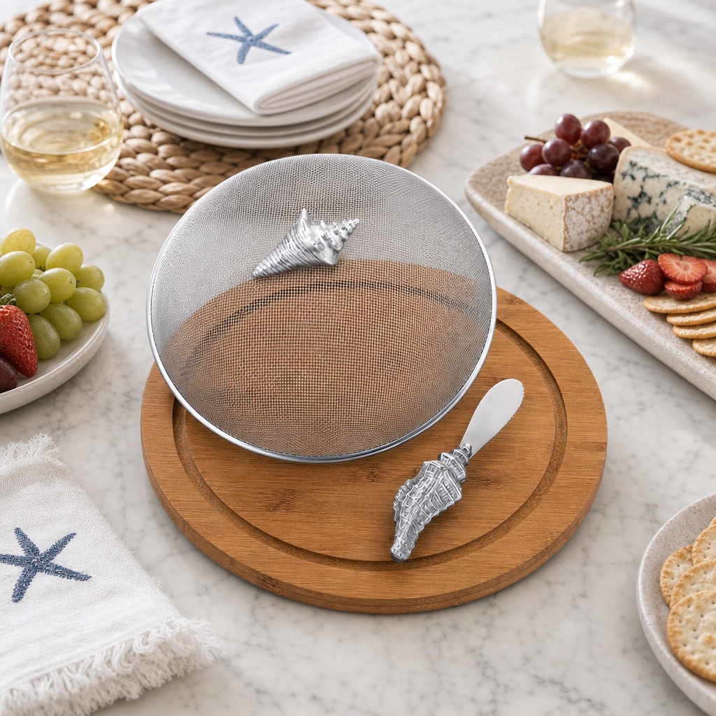 Conch Shell 3 Piece Picnic Cheese Board / Spreader