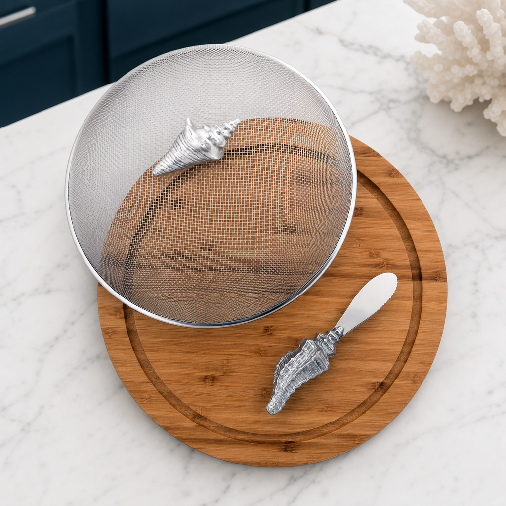 Conch Shell 3 Piece Picnic Cheese Board / Spreader