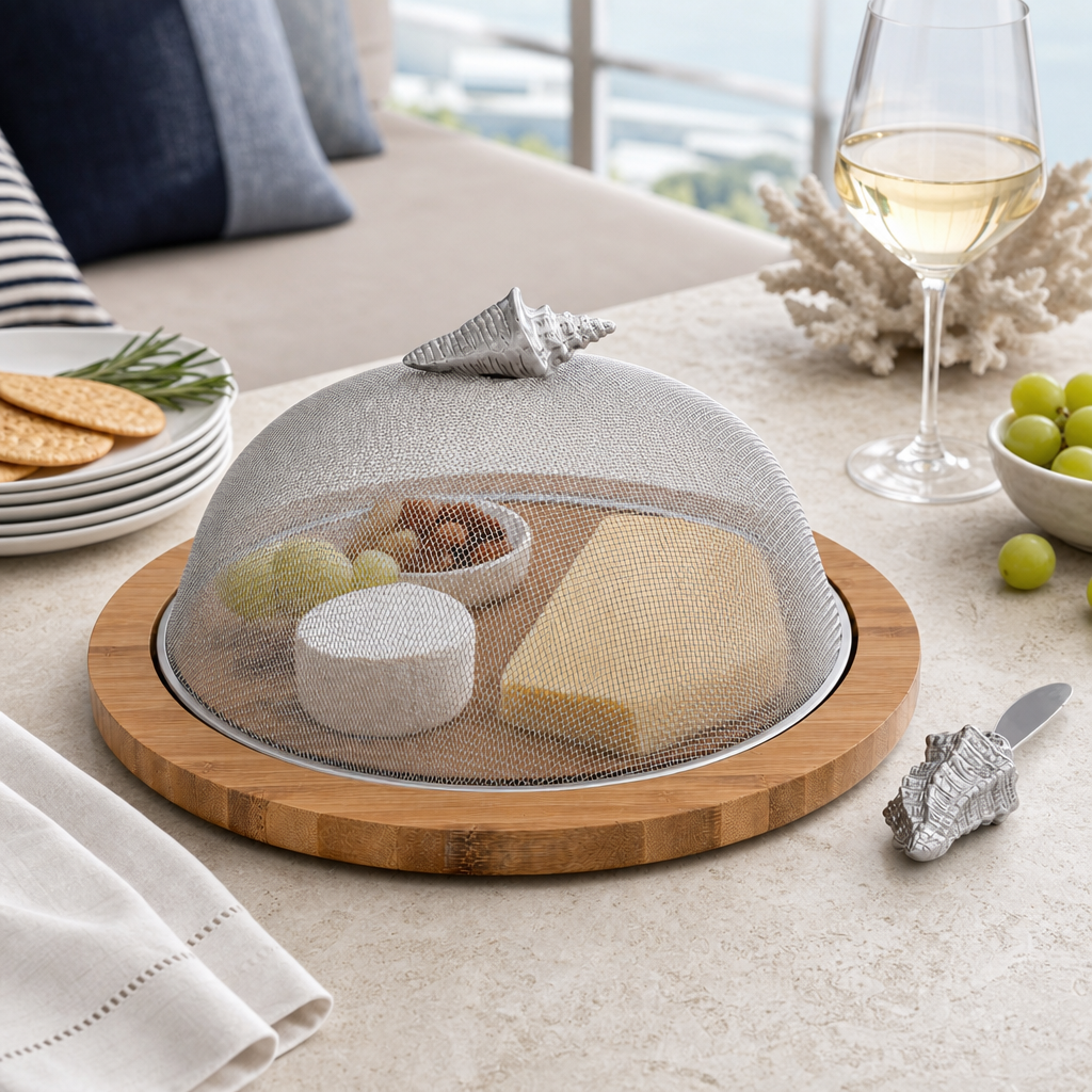 Conch Shell 3 Piece Picnic Cheese Board / Spreader