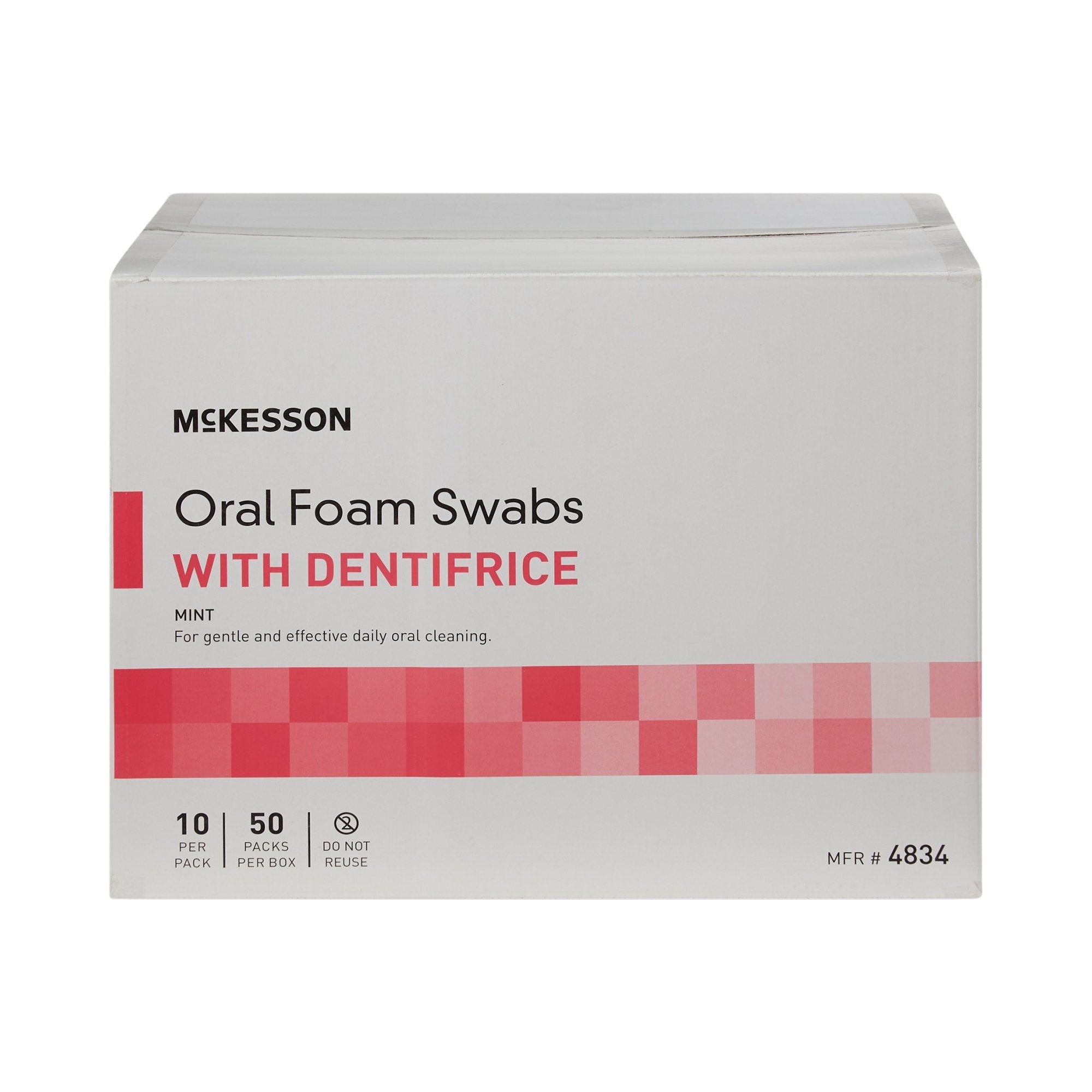 McKesson Oral Swabstick Foam Tip Dentifrice, Mint, 10 per Pack 4834