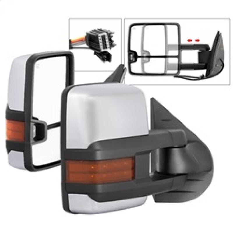 SPYDER xTune Chevy Silverado 07-13 Heated Amber LED Signal Mirrors Chrome MIR-CSIL07S-G3C-PWH-AM-SET 9936760