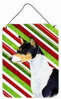 Basenji Candy Cane Holiday Christmas Wall or Door Hanging Prints Aluminum Metal Sign Kitchen Wall Bar Bathroom Plaque Home Decor Front Door Plaque, 12x16, Multicolor