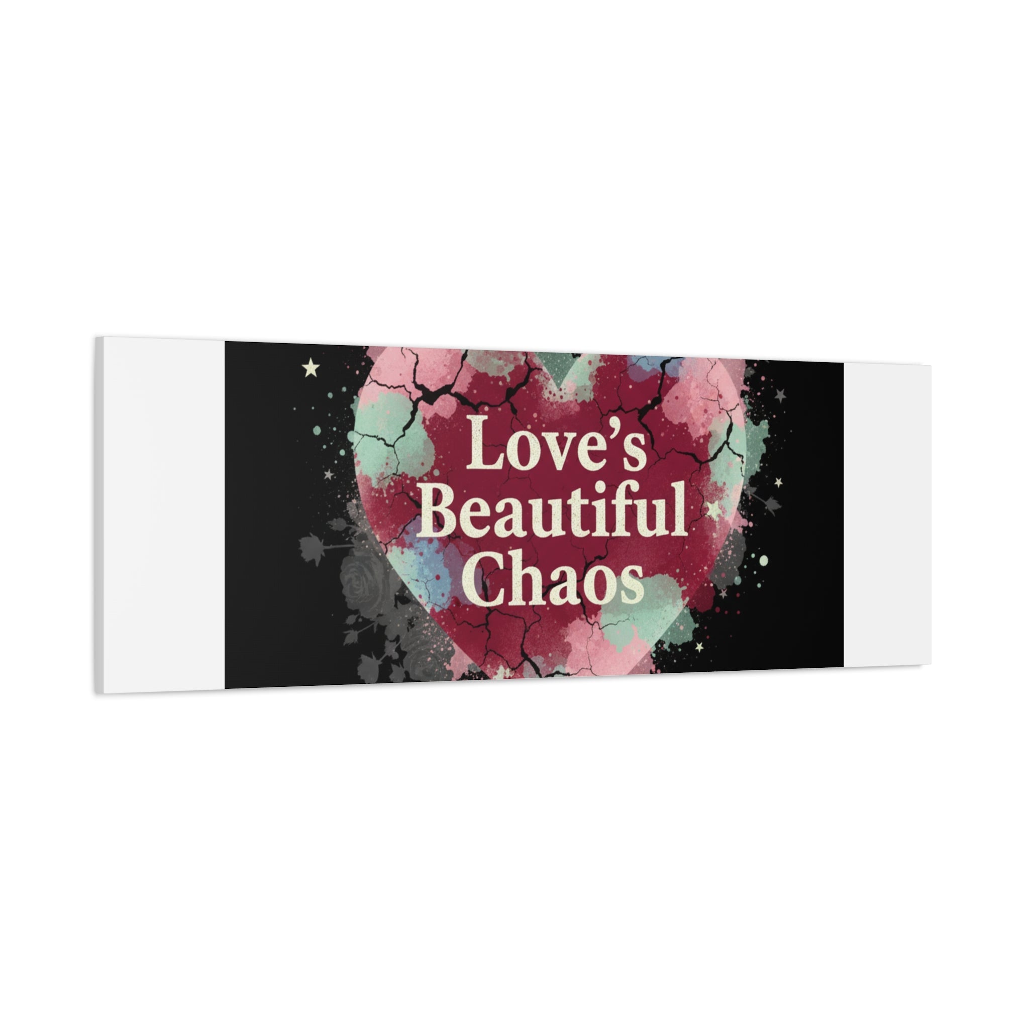 Love's Beautiful Chaos Canvas Print | Soft Grunge Hearts, Distressed Heart Art