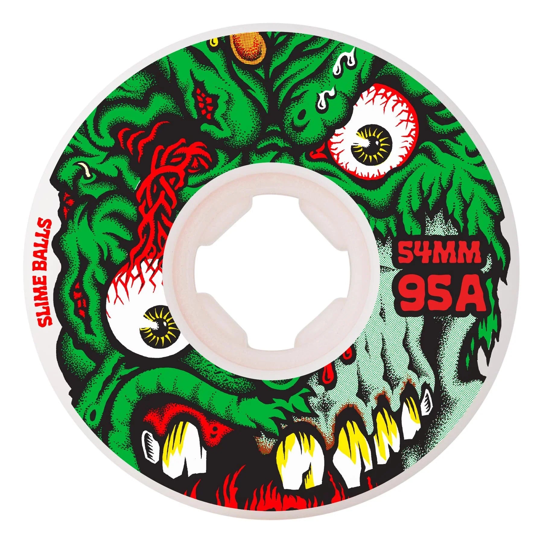 Slime Balls Roskopp Face Two Reissue Hardline Wheels 54mm 95a - White (Set of 4)
