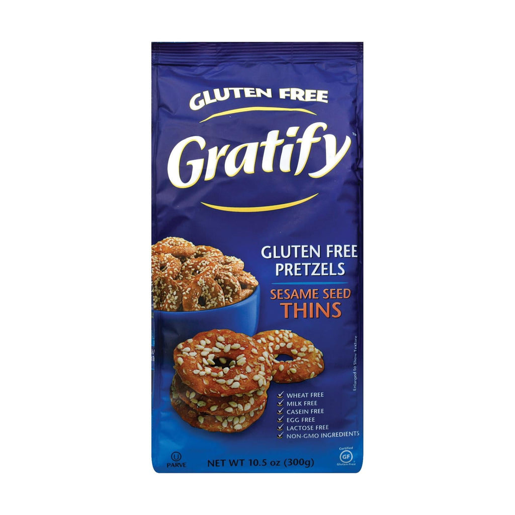 Gratify Pretzel Thins – Sesame Flavor, Gluten-Free & Vegan, 10.5 oz (Case of 6)