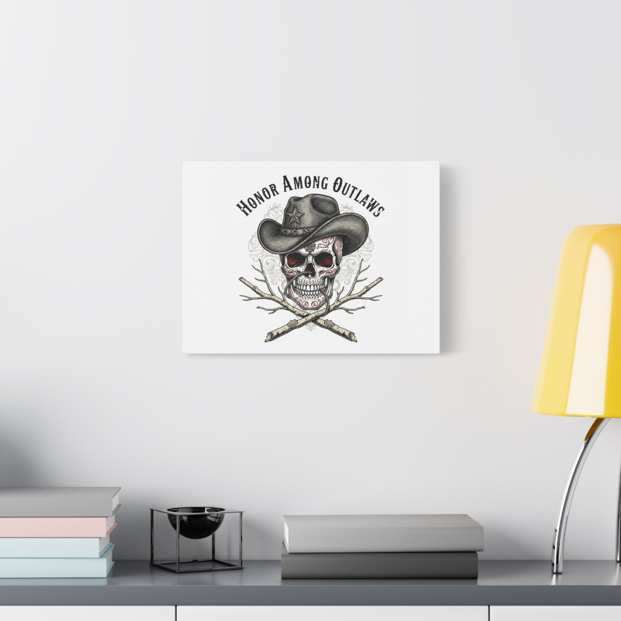 Honor Among Outlaws Canvas | Western Skull Art, Gothic Americana Desert Noir