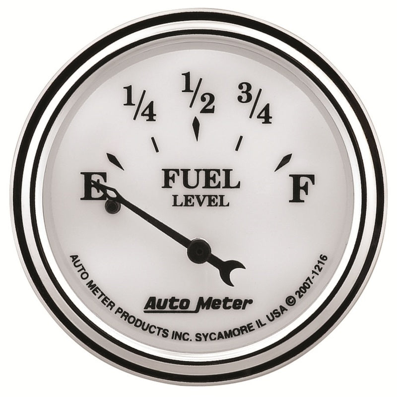 AutoMeter Gauge Fuel Level 2-1/16in. 240 Ohm(e) to 33 Ohm(f) Elec Old Tyme White II 1216