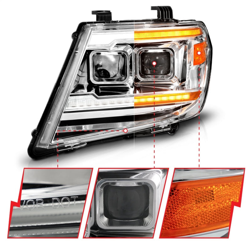 ANZO 09-20 Nissan Frontier Chrome Projector Plank Style DRL w/ Switchback & Sequential LED DRL 111598