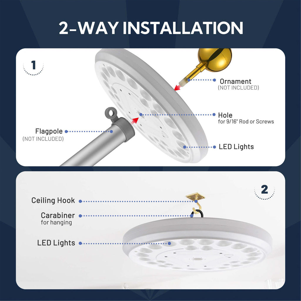 Yescom Solar Powered Flagpole LED Light for Yard Outdoor D9/16"
