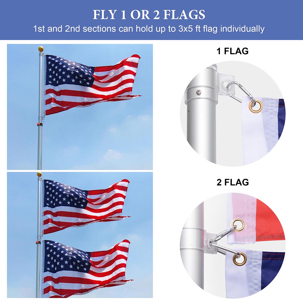Yescom EZ GO Telescopic Flagpole with Regal Eagle
