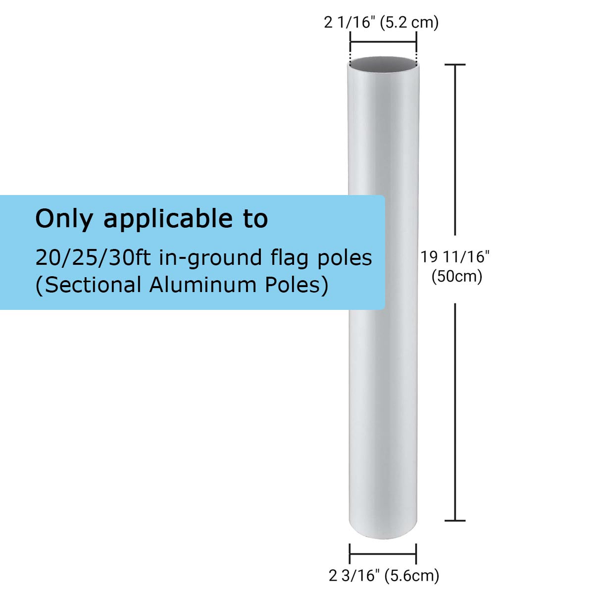 Yescom Sectional In-ground Flagpoles Sleeve for 20', 25', 30'