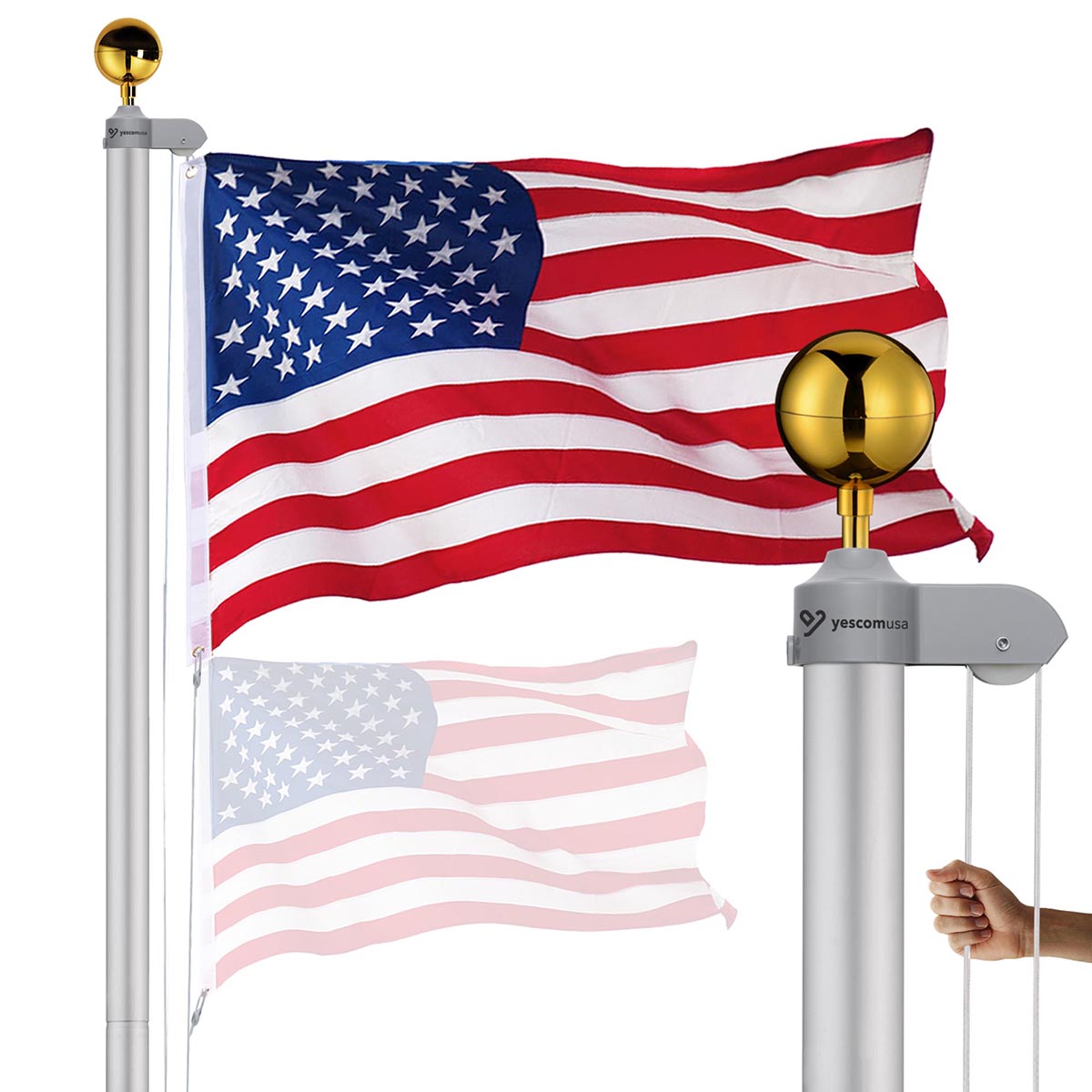 Yescom Bravery Flagpole with Light 13Gauge (20ft,25ft,30ft Options)