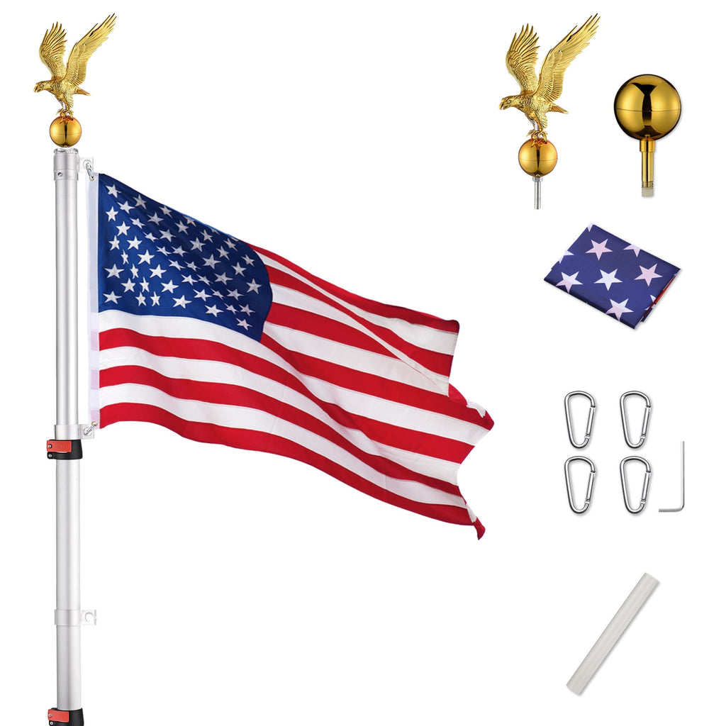 Yescom EZ GO Telescopic Flagpole with Regal Eagle