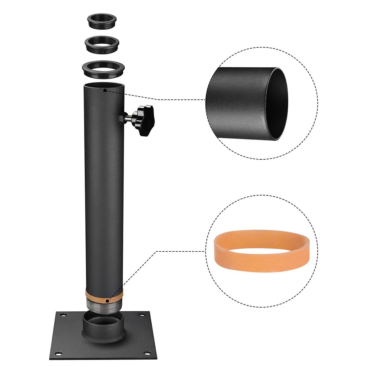 Yescom Telescopic FlagPole Deck Mount 16" x 2 3/8"