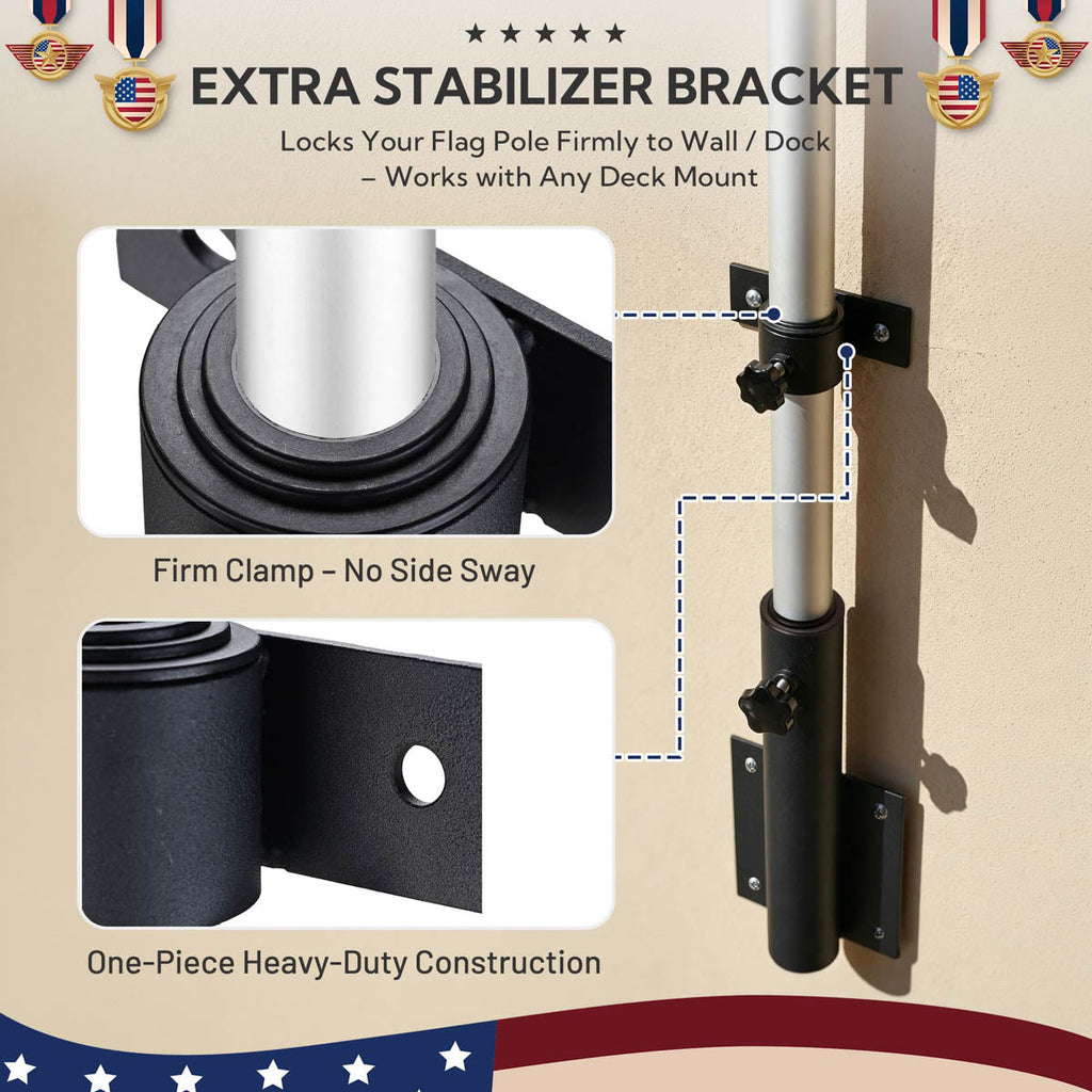 Yescom Vertical Flagpole Dock Mount Holder D1" to 2 3/8"