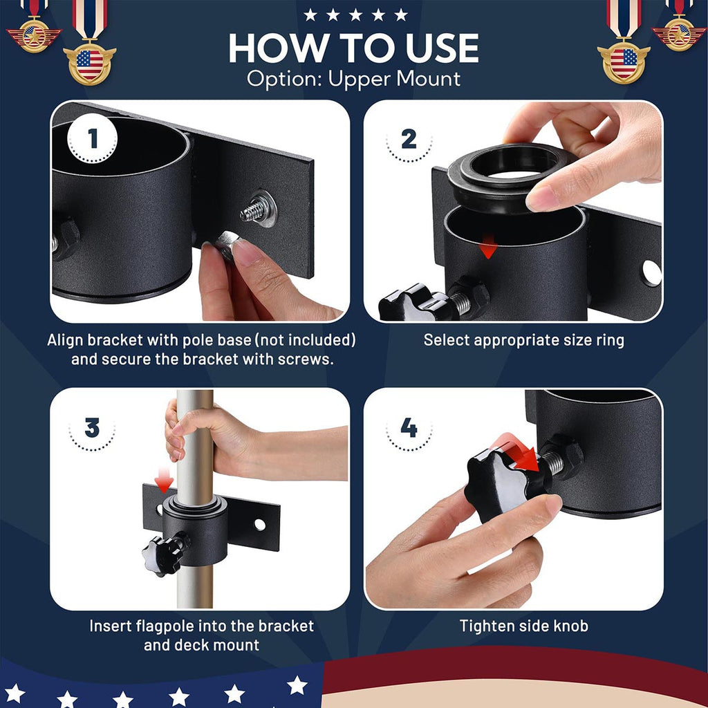 Yescom Vertical Flagpole Dock Mount Holder D1" to 2 3/8"