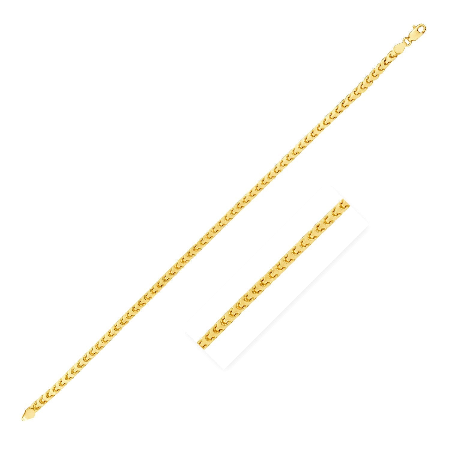 2.2mm 14k Yellow Gold Solid Diamond Cut Round Franco Bracelet - PhishStones Products