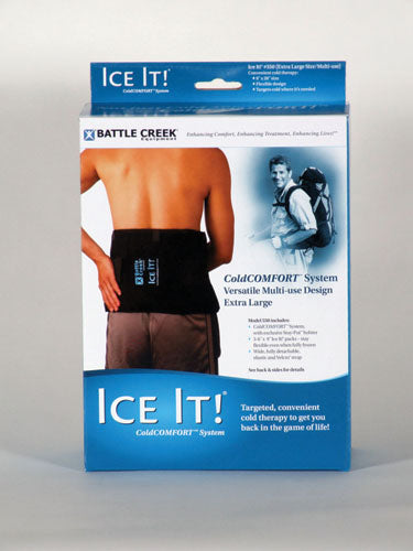 Ice It! ColdCOMFORT Extra-Large Cold Therapy System - 9 x 20 Inch - with 3 Ice Packs, Strap & Cover