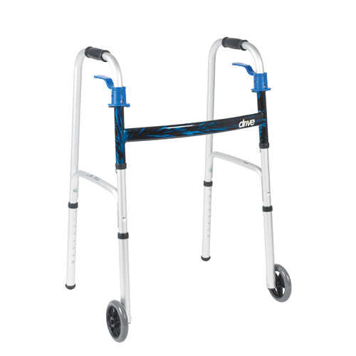Walker Folding Trigger Release Junior with 5" Wheels - Lightweight Aluminum, 350 lbs Capacity