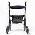 Ascent Euro-Style Rollator, Lightweight 4-Wheel Walker with Adjustable Seat & Backrest, Textured Black
