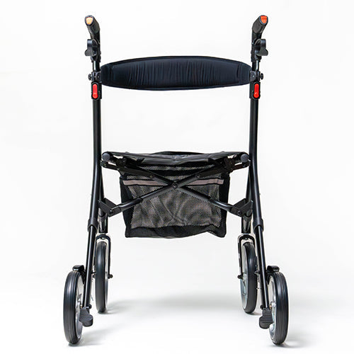 Ascent Euro-Style Rollator, Lightweight 4-Wheel Walker with Adjustable Seat & Backrest, Textured Black