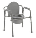Drive Folding Steel 3-in-1 Bedside Commode, Adjustable Height, 350 lb Capacity