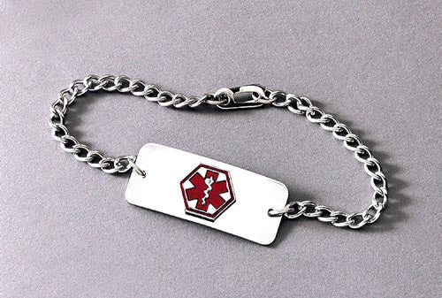 Medical ID Bracelet Heart - Stainless Steel Medical Identification Jewelry 8 1/2"