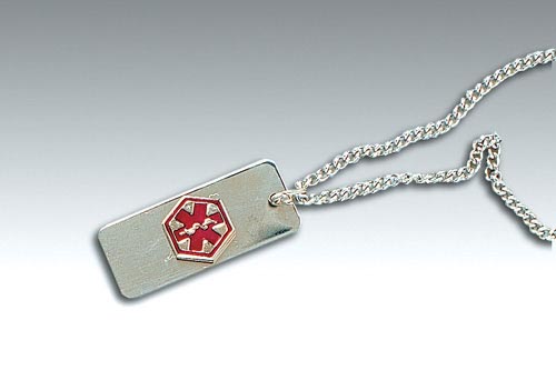 Penicillin Allergy Medical Alert Necklace - Stainless Steel, 24 Inch