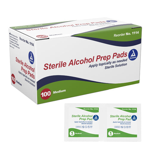 Alcohol Prep Pads, Medium Sterile, 70% Isopropyl Alcohol, 100 Count Box