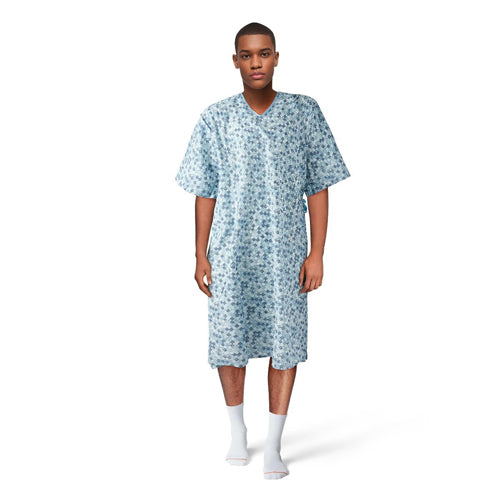 Reusable Patient Exam Gown - OSFM Royale 2-Tone Print - Durable Polyester
