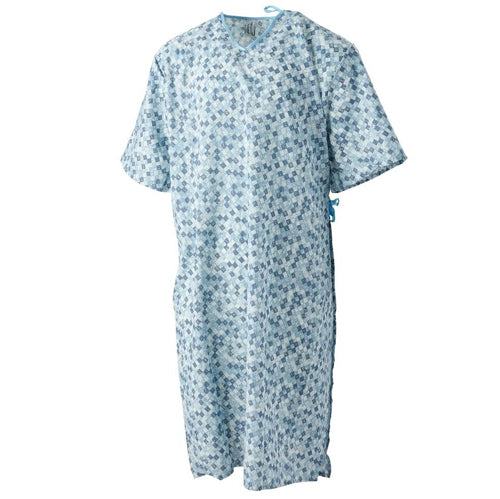 Reusable Patient Exam Gown - OSFM Royale 2-Tone Print - Durable Polyester