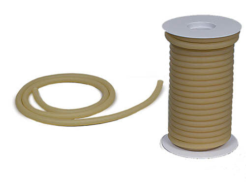 Amber Latex Rubber Tubing - 3/16 ID, 3/32 Wall, 3/8 OD - 50 ft Reel - Seamless & Flexible for Respiratory Care