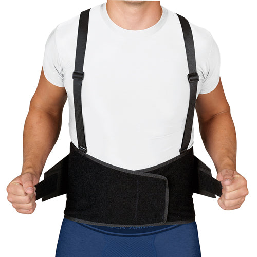 Blue Jay Industrial Back Support with Suspenders - Black Med/Lg - Lower Back Pain Relief