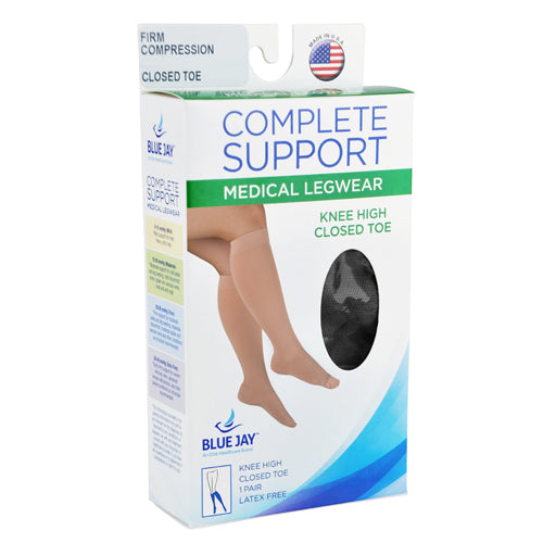 Firm 20-30 mmHg Compression Stockings - XL Black Closed Toe Below Knee - for Varicose Veins & Edema